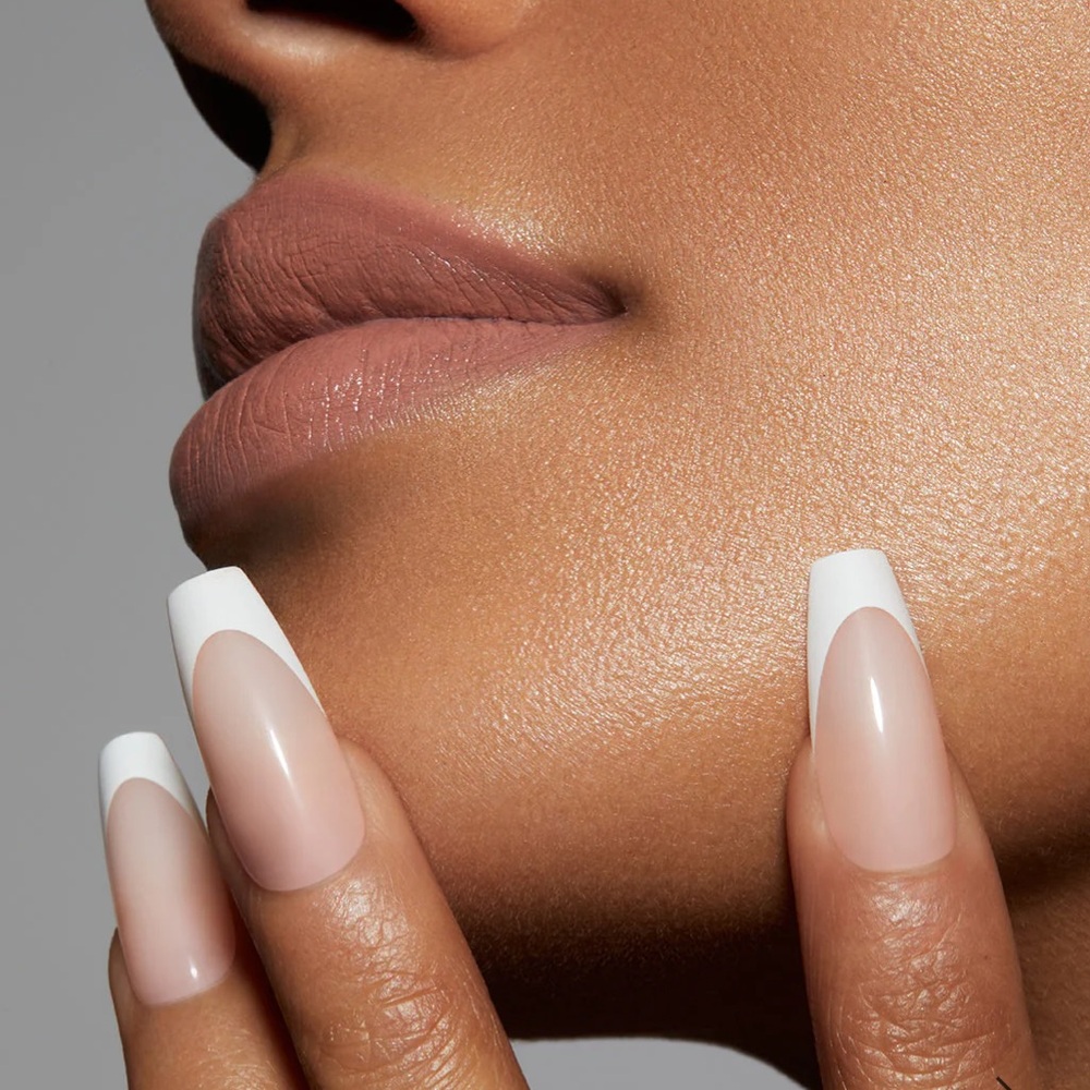 Static Nails - Press-on Nails - Long Coffin - White French